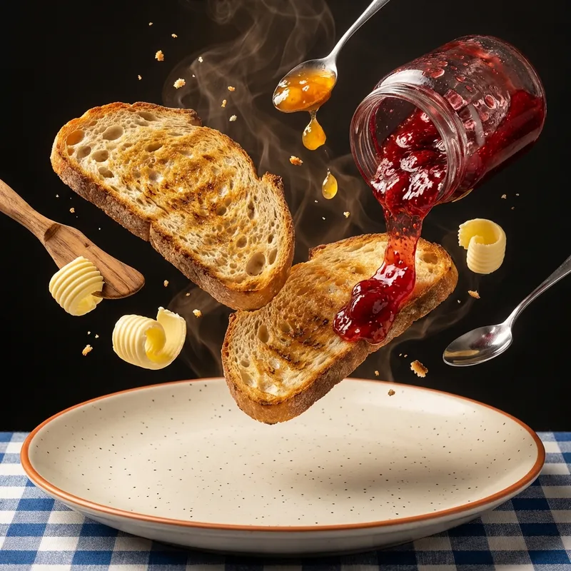 Pane Tostato con Burro e Marmellata